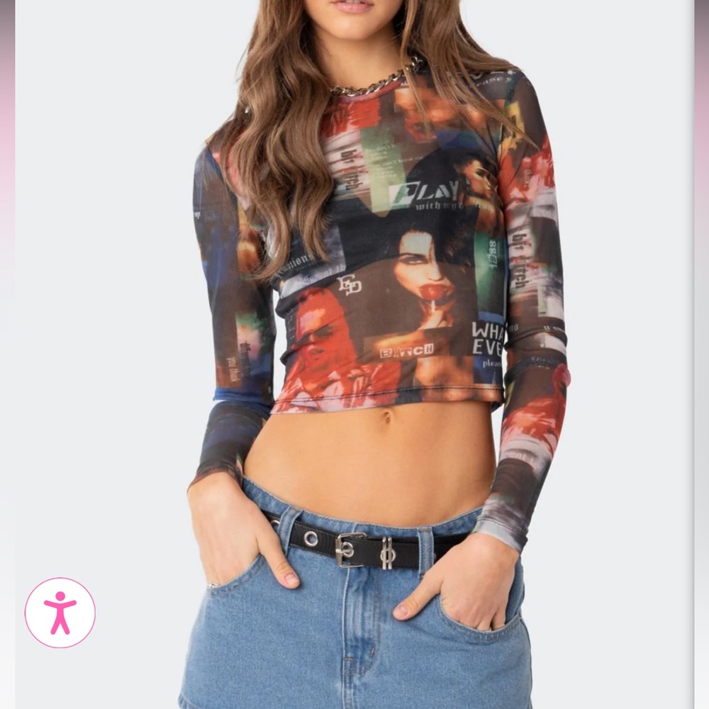 Mesh long sleeve top, size M